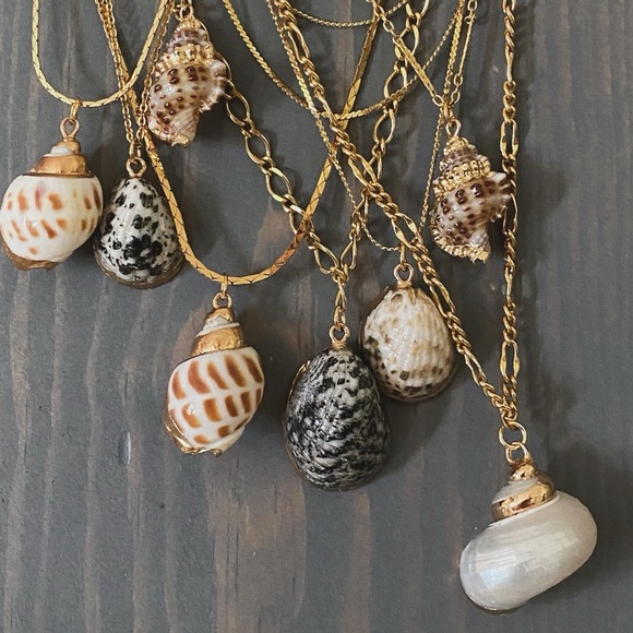Jewelry - Seashells dipped in gold tone and added to an assortment of vintage chains by me